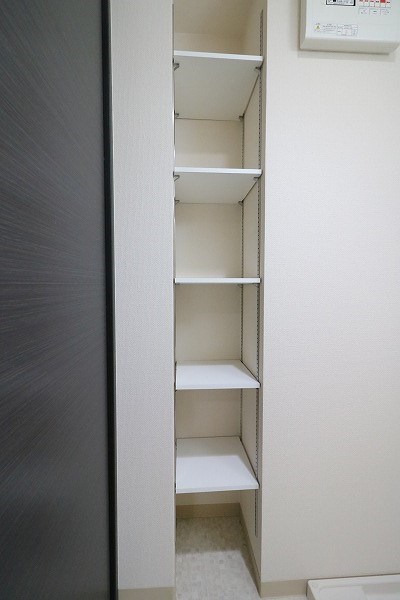 エスポワール 洗面所の収納棚。これが便利なんです。